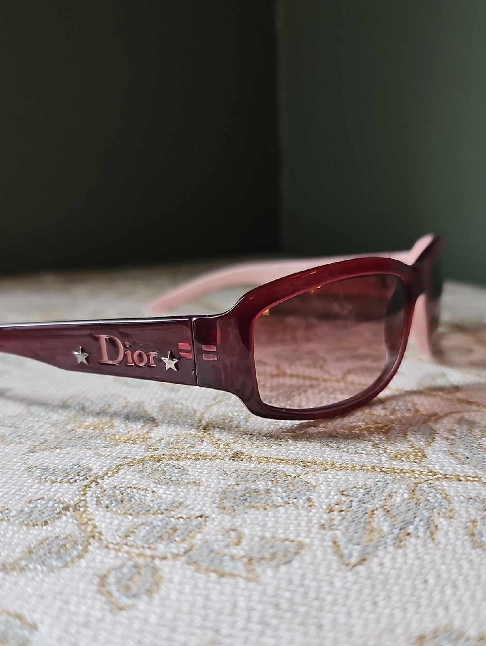 Vintage Dior Burgundy Y2K Square Sunglasses
